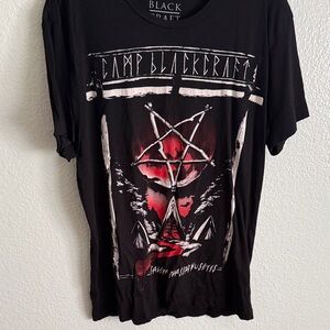 Black Craft Graphic Tee with Red Accents